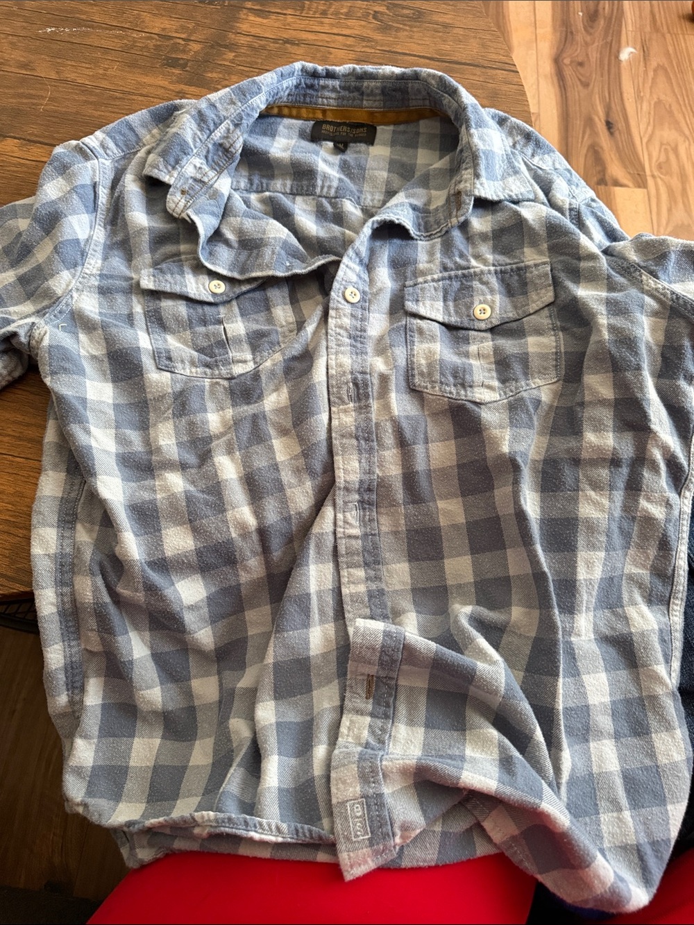 Men's Blue Plaid Button-Up Shirt